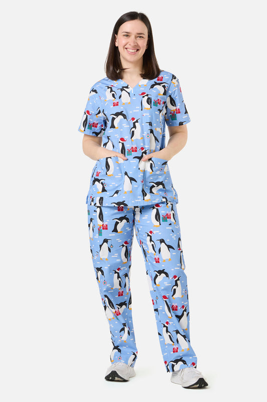 Scrubs With Love - NORTH POLE SCRUB SET - blue