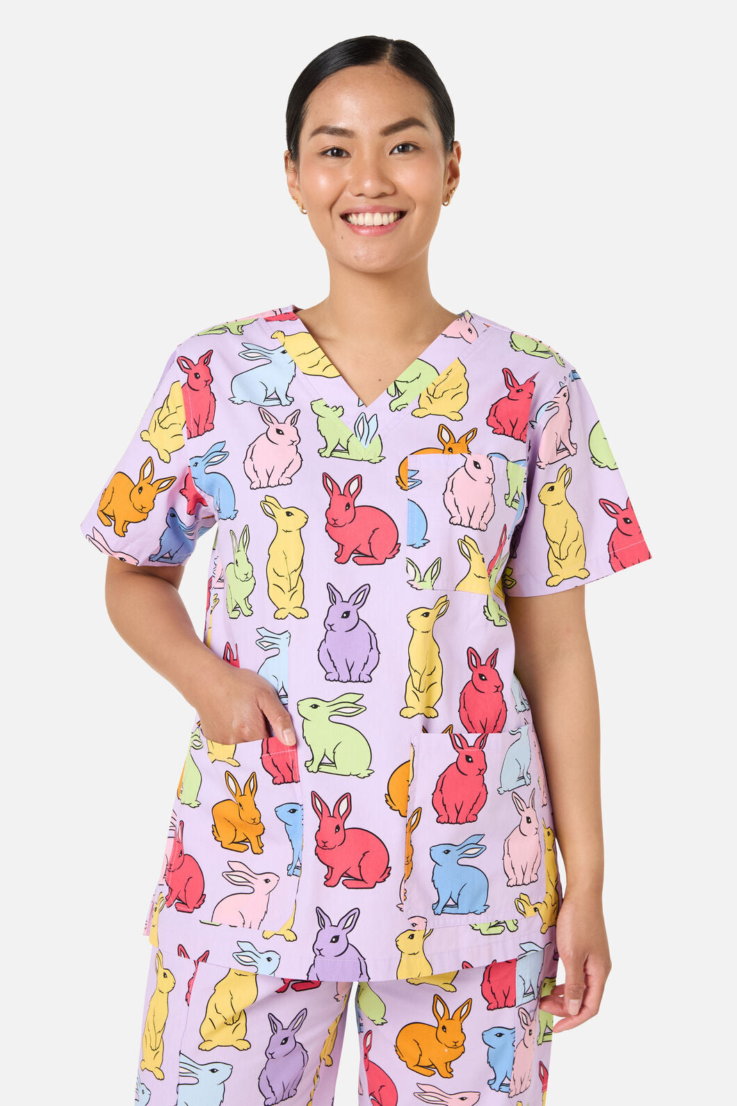 Scrubs With Love - Rain Bunny Scrub Set - lilac