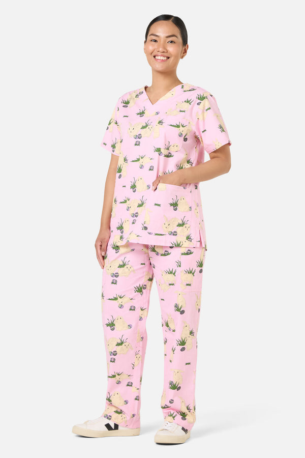 Scrubs With Love - Hop Hop Scrub Set - pink