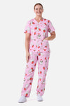 Scrubs With Love - Strawberry Cats Scrub Set - pink