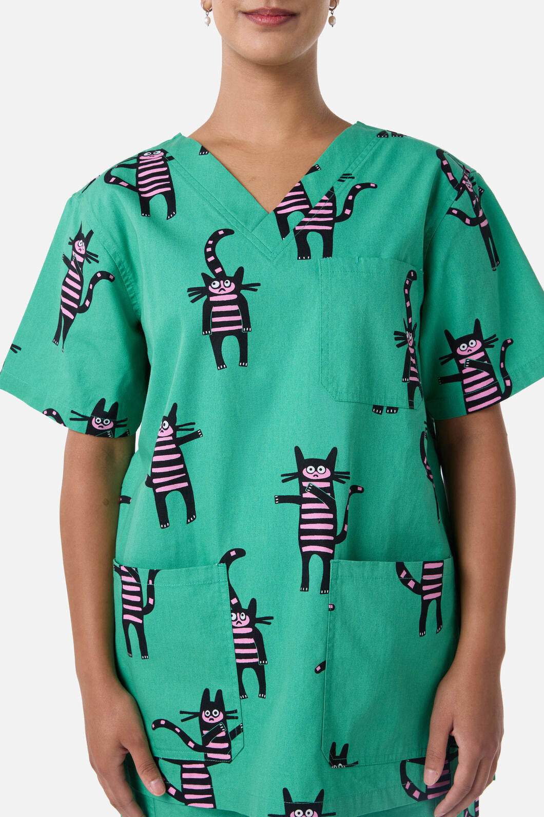 Scrubs With Love - Peculiar Puss Scrub Set - green