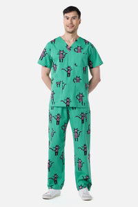 Scrubs With Love - Peculiar Puss Scrub Set - green