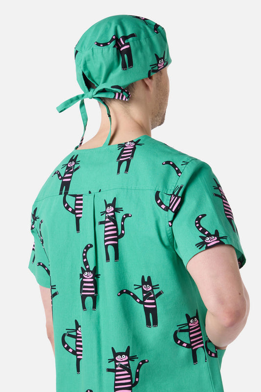 Scrubs With Love - Peculiar Puss Scrub Hat - green