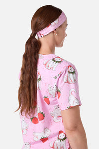 Scrubs With Love - Strawberry Cats Scrub Headband - pink