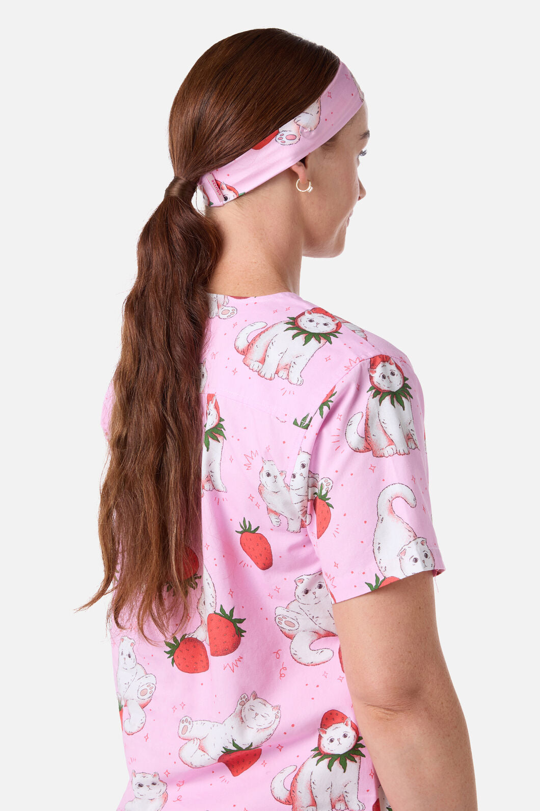 Scrubs With Love - Strawberry Cats Scrub Headband - pink