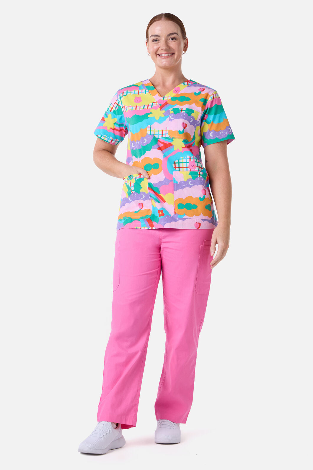 Scrubs With Love - Idolize Top & Pant Scrub Set - pink