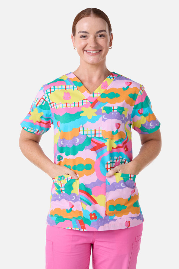 Scrubs With Love - Idolize Top & Pant Scrub Set - pink