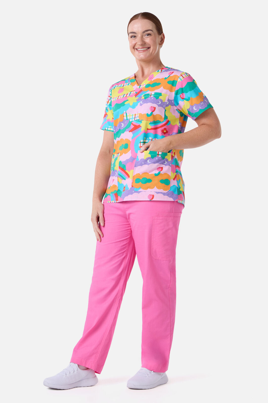 Scrubs With Love - Idolize Top & Pant Scrub Set - pink