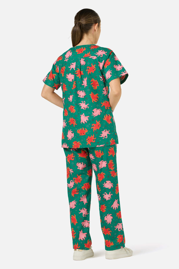 Scrubs With Love - Octopi Scrub Set - green