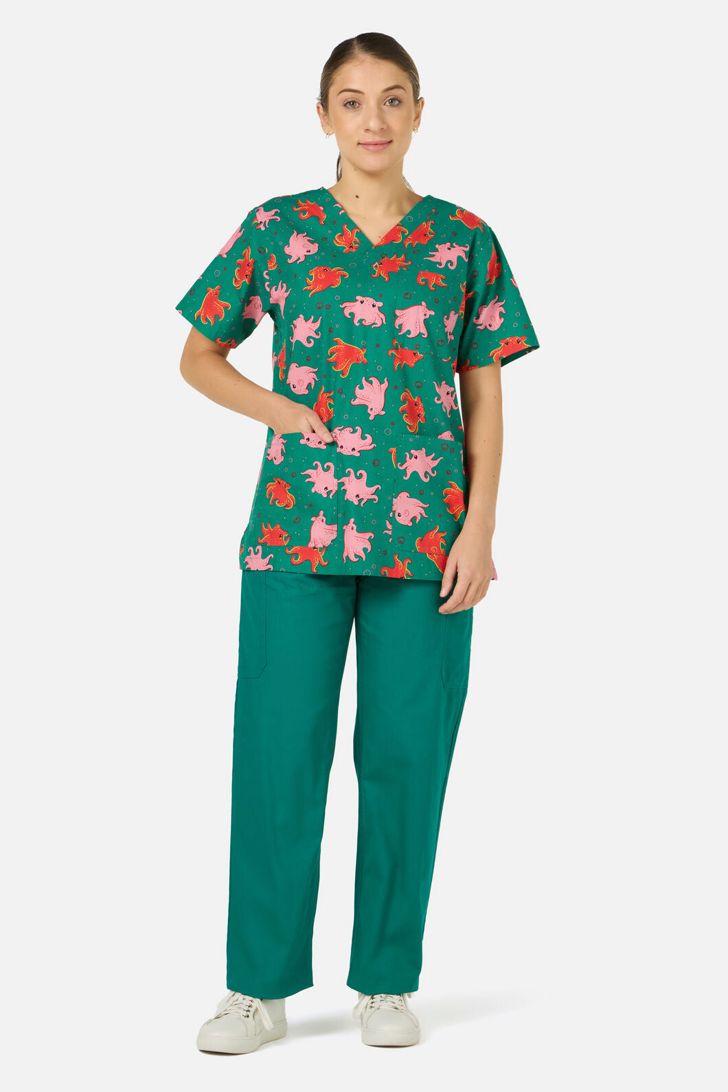 Scrubs With Love - Octopi Top & Pant Scrub Set - green