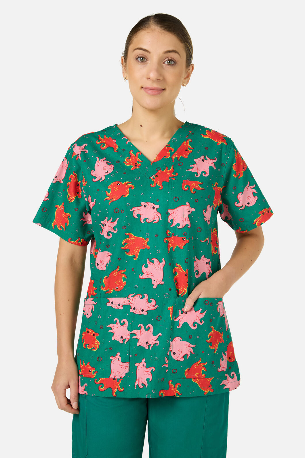 Scrubs With Love - Octopi Top & Pant Scrub Set - green