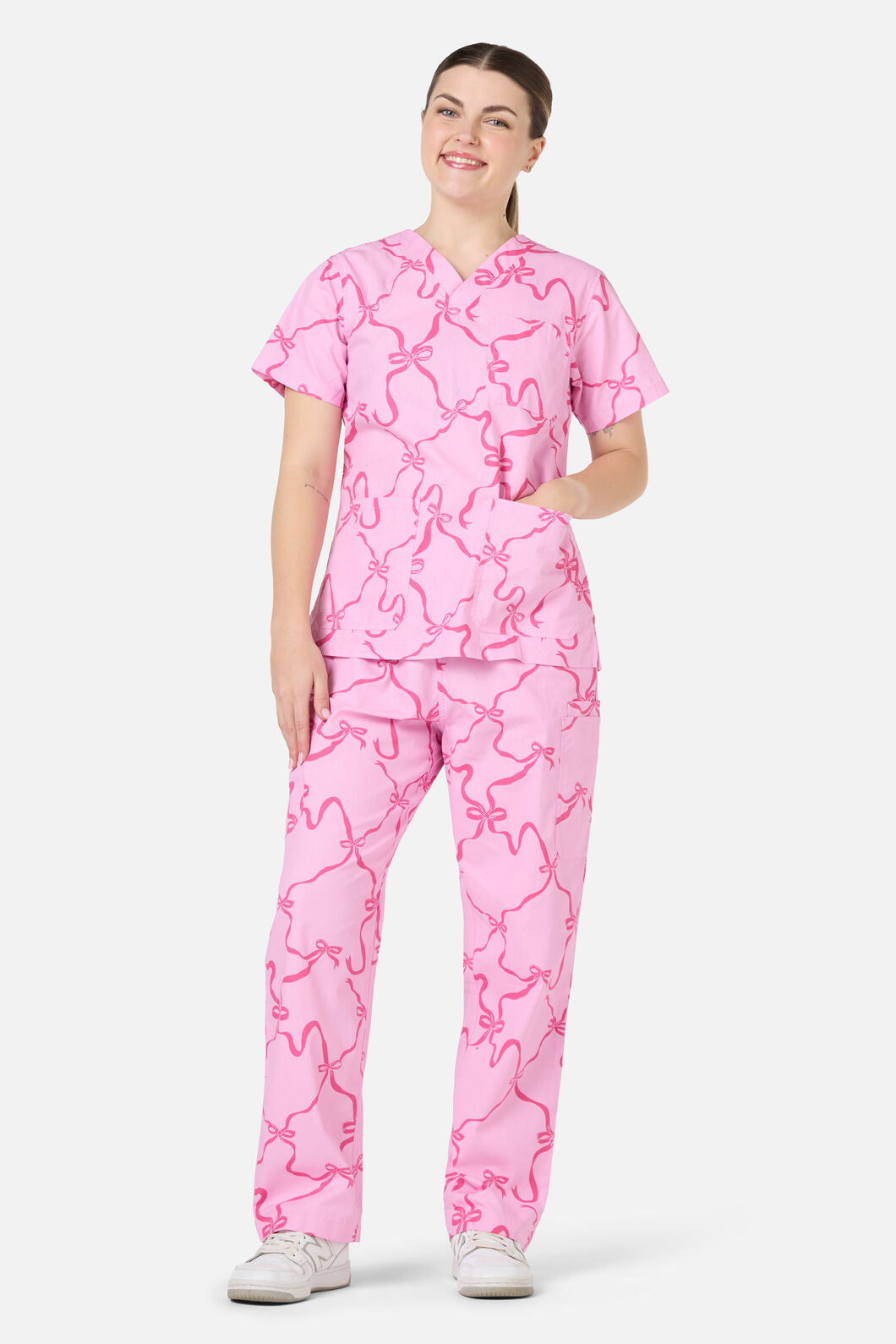 Scrubs With Love - Pink Bows Scrub Set - pink