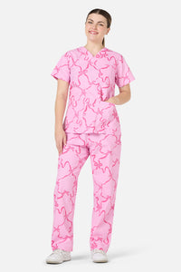 Scrubs With Love - Pink Bows Scrub Set - pink
