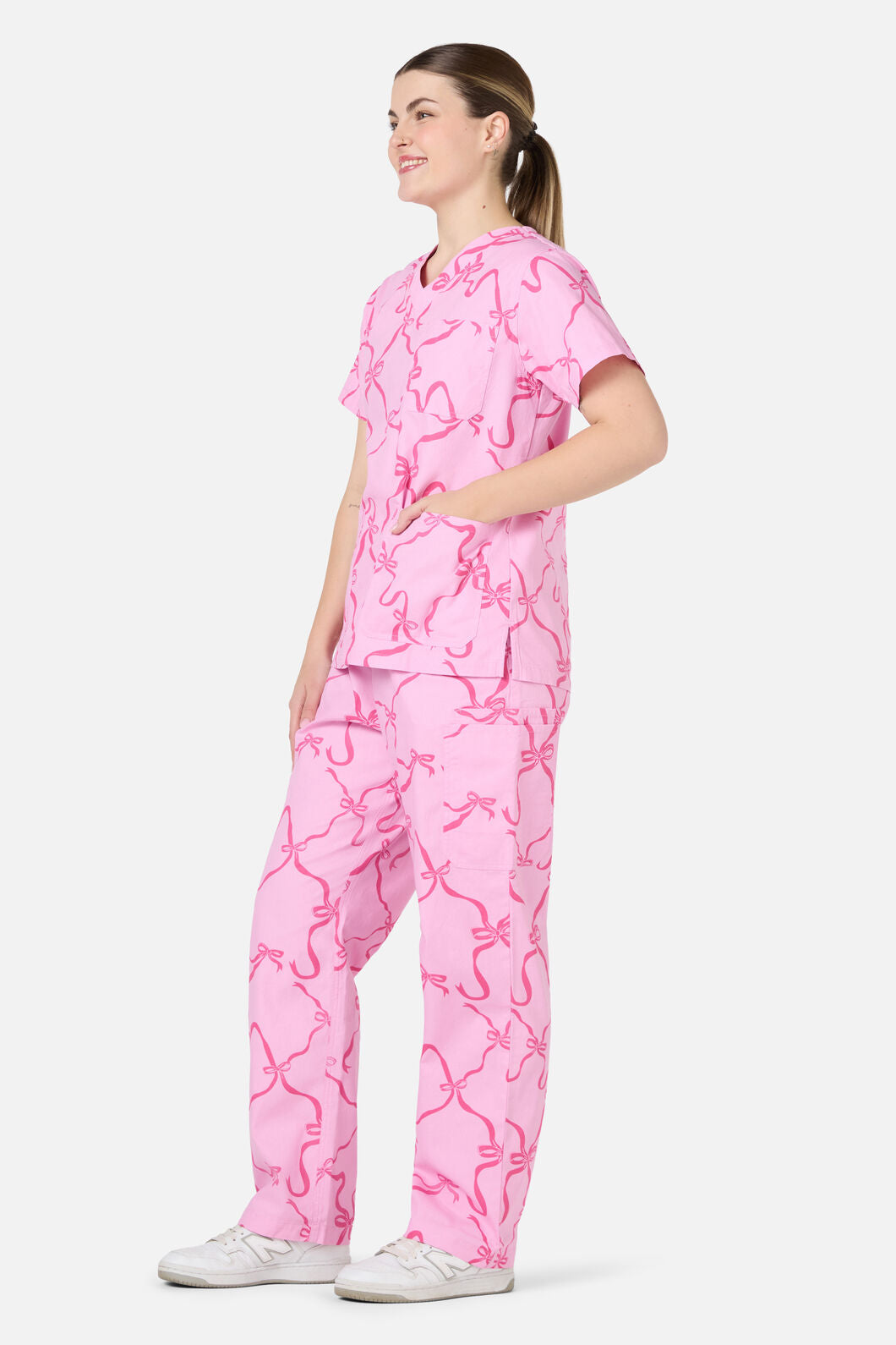 Scrubs With Love - Pink Bows Scrub Set - pink
