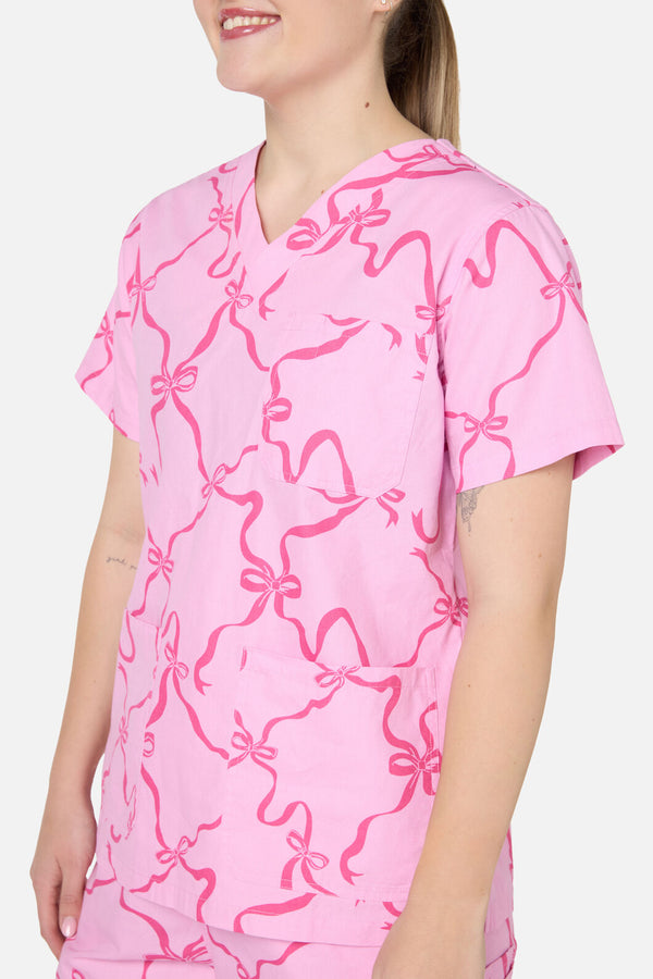 Scrubs With Love - Pink Bows Scrub Set - pink