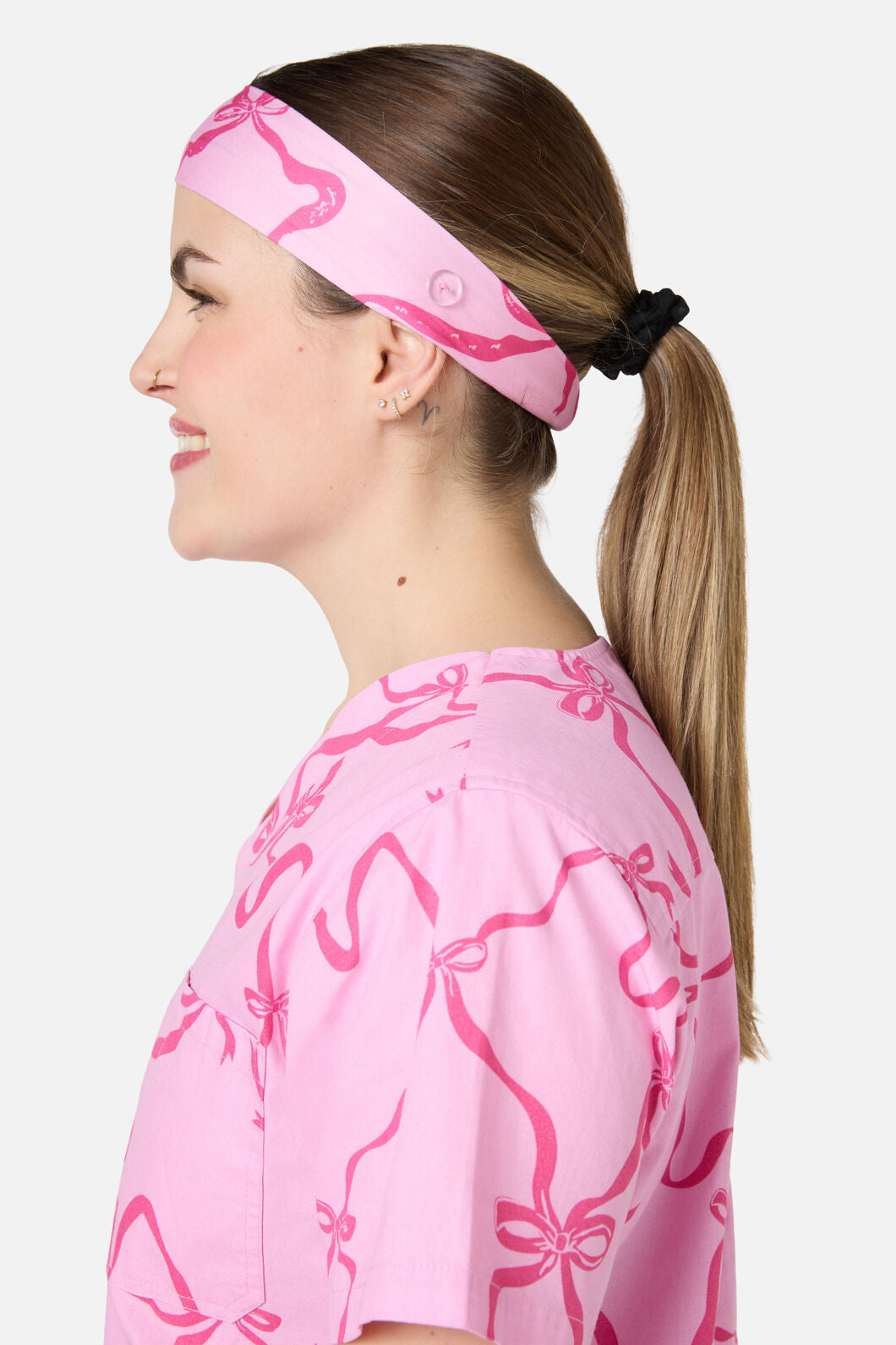 Scrubs With Love - Pink Bows Scrub Headband - pink