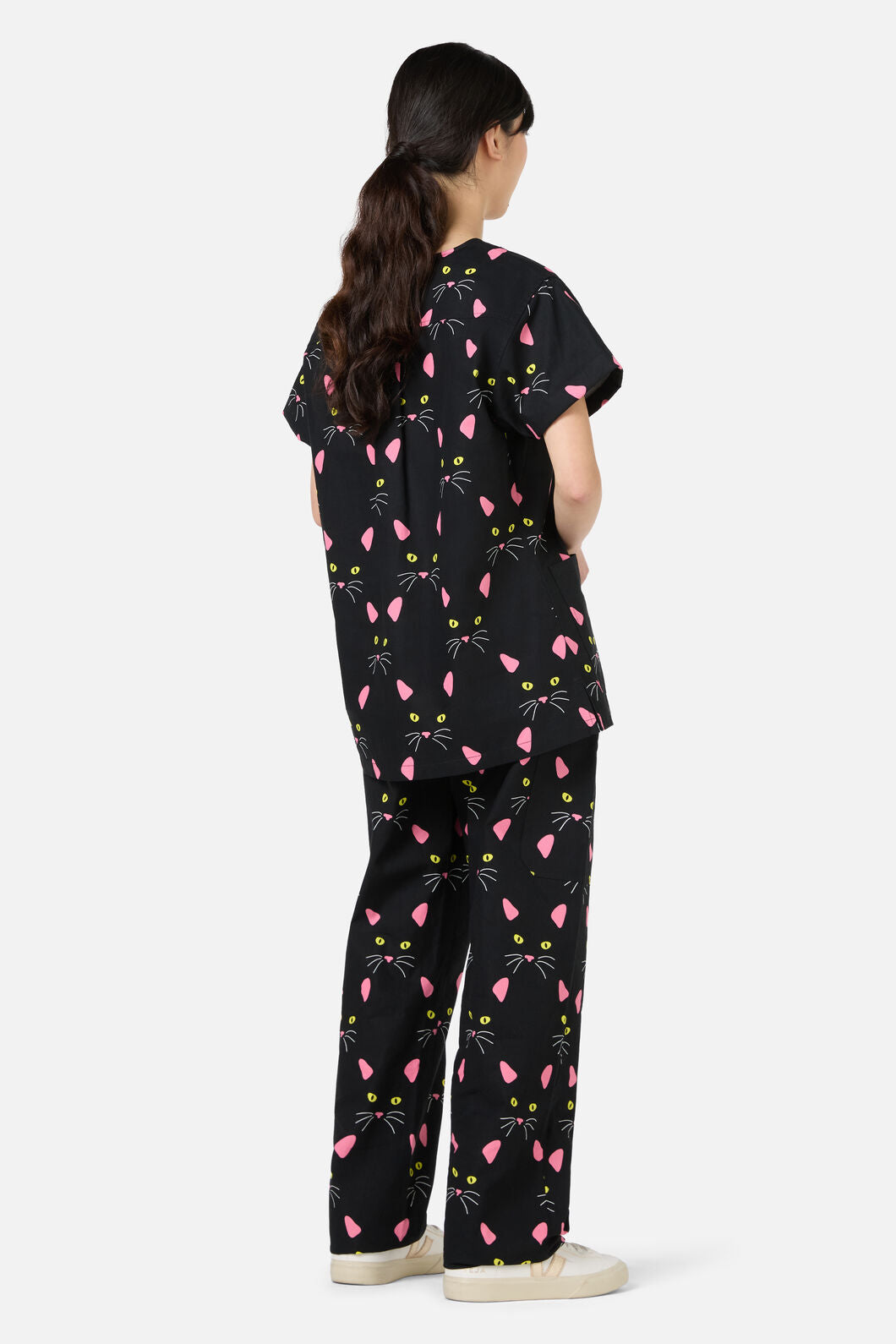 Scrubs With Love - Night Cat Scrub Set - black