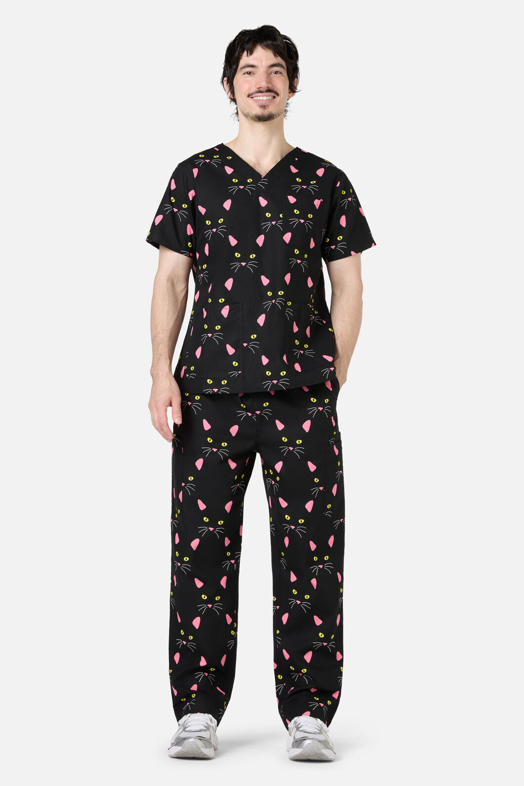 Scrubs With Love - Night Cat Scrub Set - black