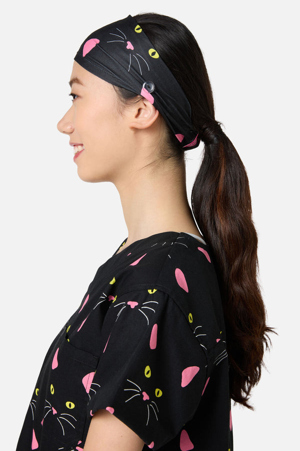 Scrubs With Love - Night Cat Scrub Headband - black