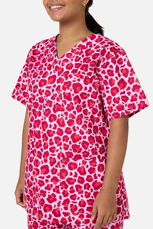Scrubs With Love - Leopard Cub Scrub Set Pink - pink