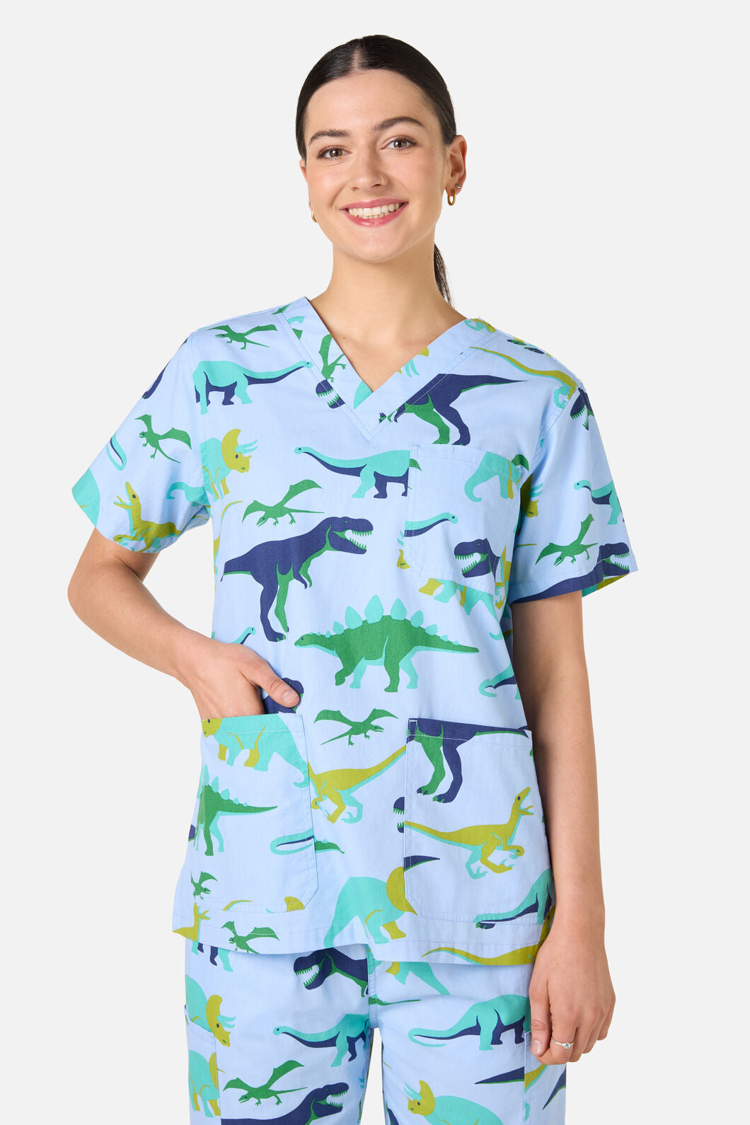 Scrubs With Love - Dino Pod Scrub Set - blue
