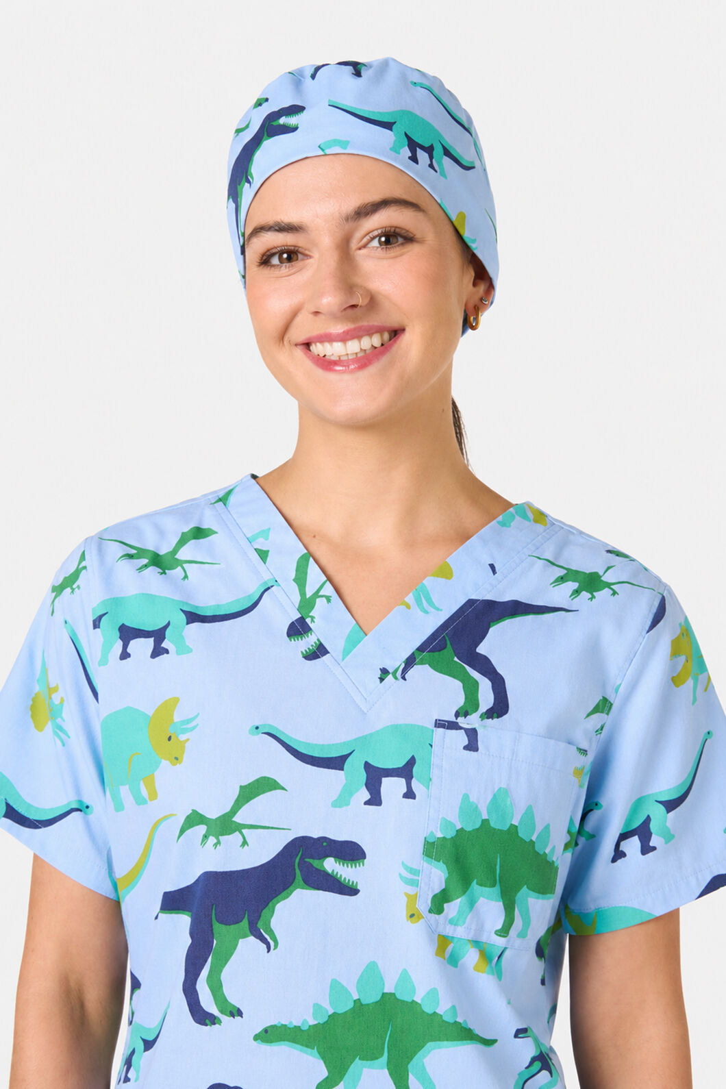 Scrubs With Love - Dino Pod Scrub Hat - blue