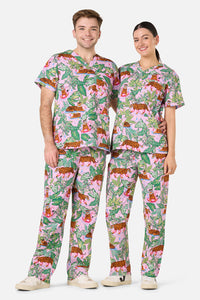 Scrubs With Love - Tiger Cocktail Party Scrub Set - pink