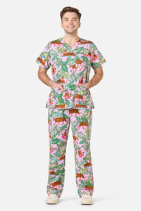 Scrubs With Love - Tiger Cocktail Party Scrub Set - pink