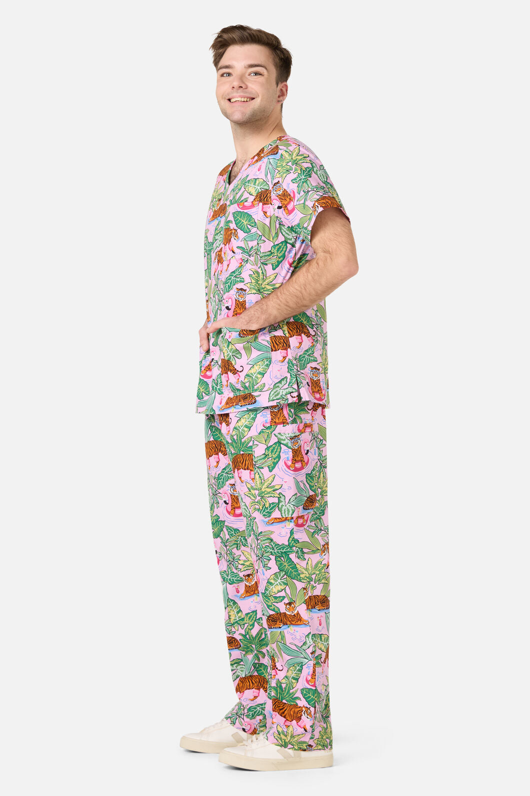 Scrubs With Love - Tiger Cocktail Party Scrub Set - pink