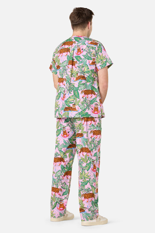 Scrubs With Love - Tiger Cocktail Party Scrub Set - pink