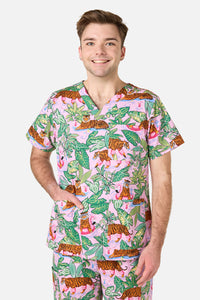 Scrubs With Love - Tiger Cocktail Party Scrub Set - pink