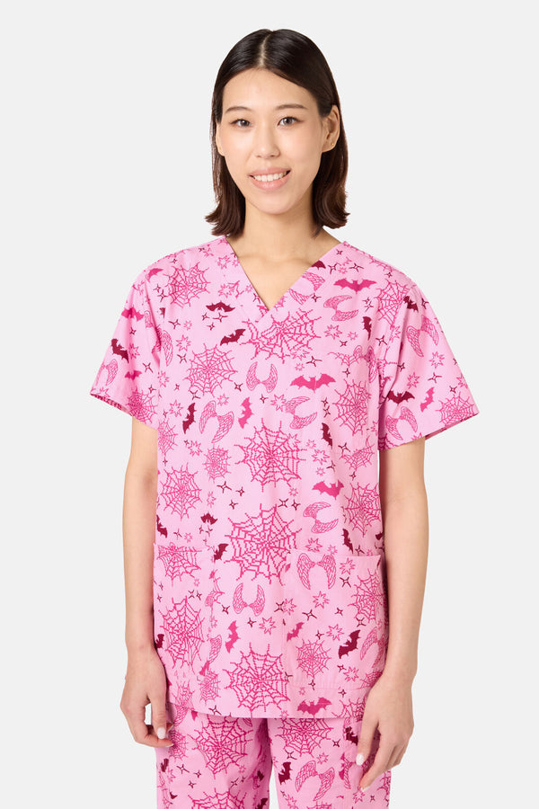 Scrubs With Love - Spooky Season Scrub Set - pink