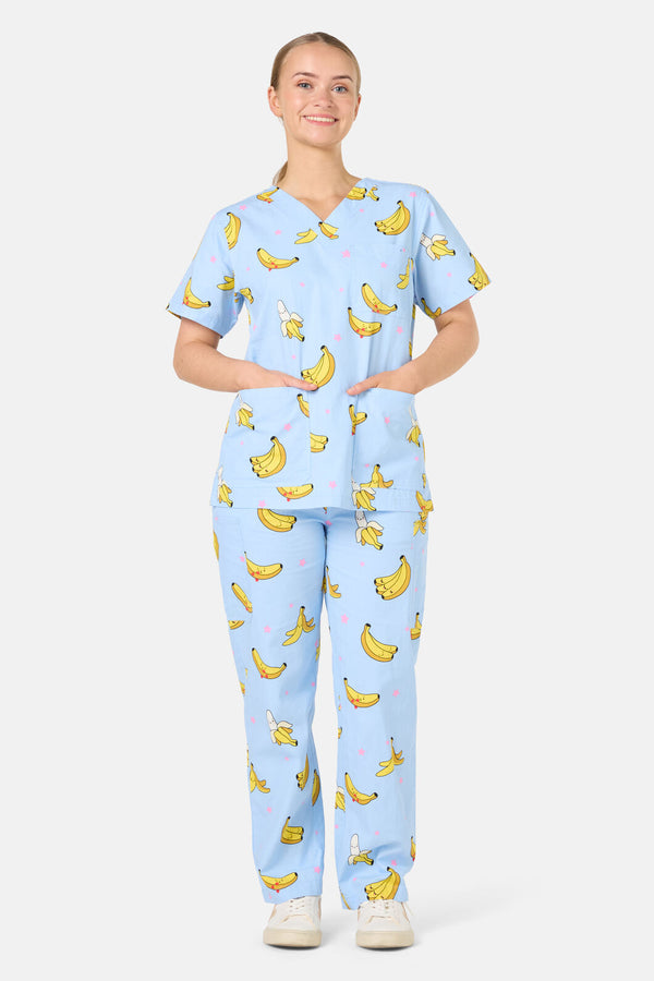 Scrubs With Love - Bananas Scrub Set - light-blue