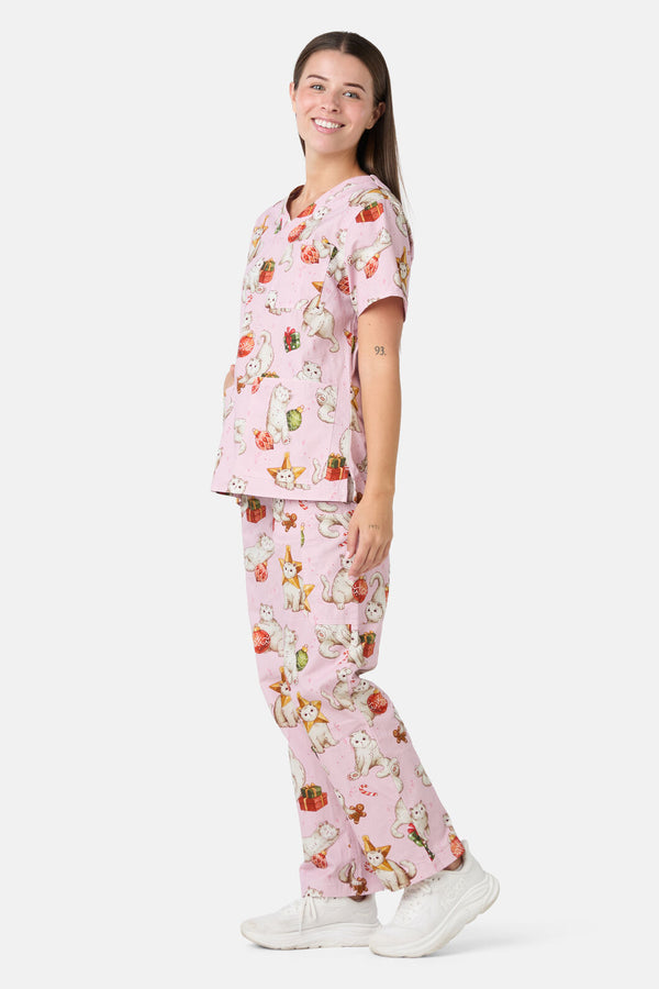 Scrubs With Love - Gift Cats Scrub Set - pink