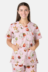 Scrubs With Love - Gift Cats Scrub Set - pink