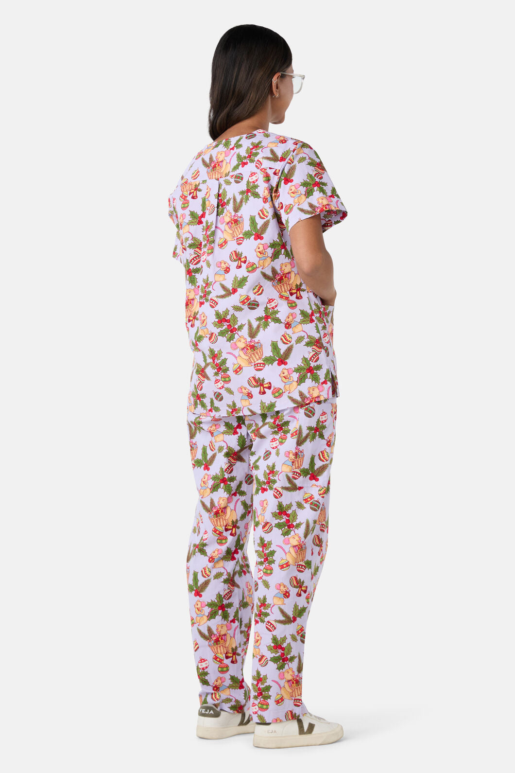 Scrubs With Love - Festive Mice Scrub Set - lilac
