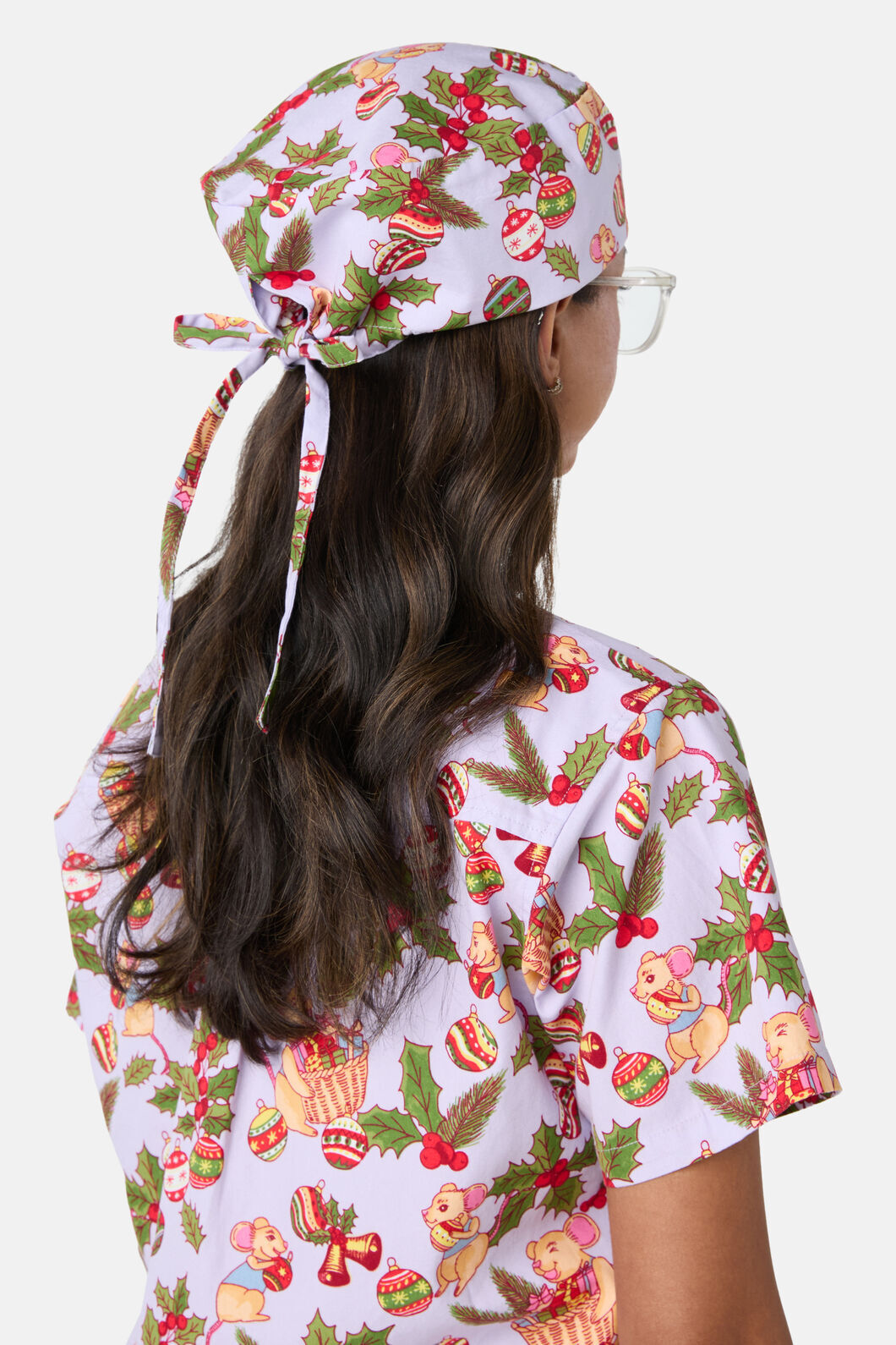 Scrubs With Love - Festive Mice Scrub Hat - lilac