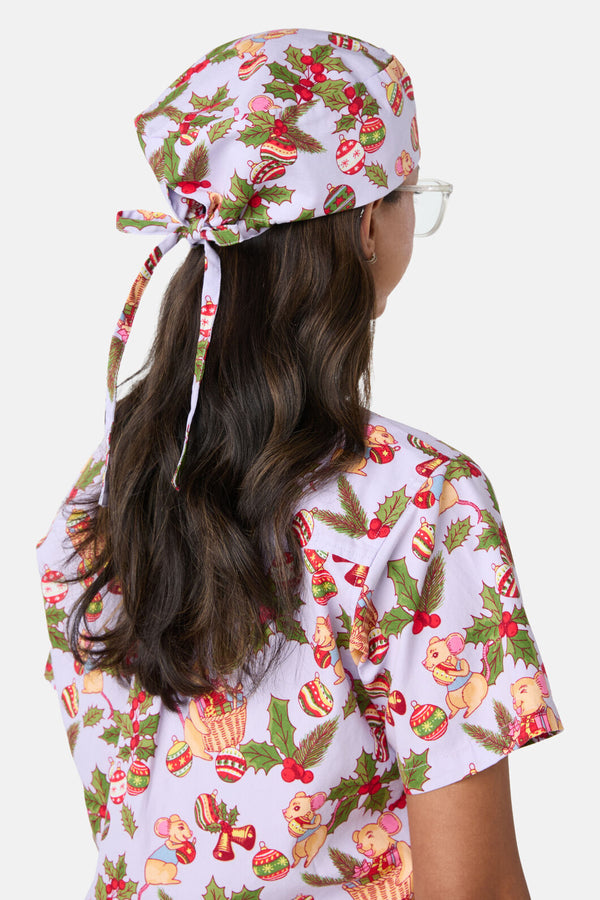 Scrubs With Love - Festive Mice Scrub Hat - lilac