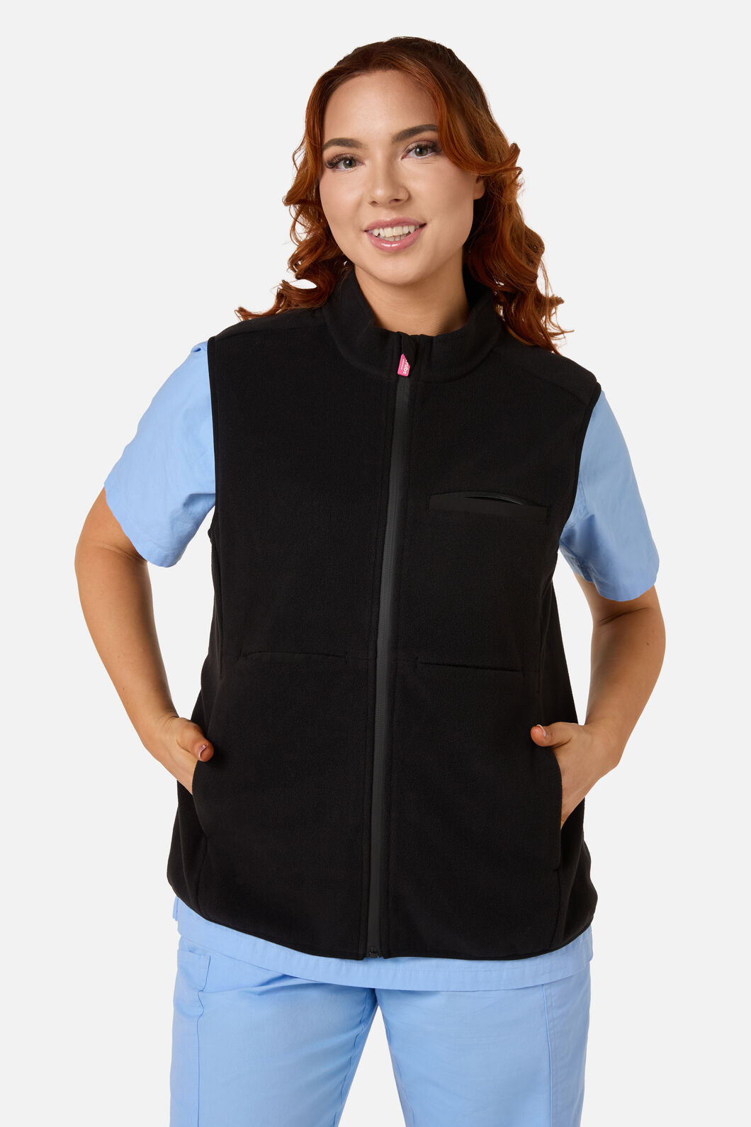 Scrubs With Love - Black Polar Fleece Scrub Vest - black
