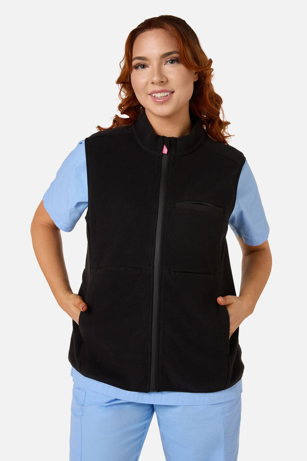 Scrubs With Love - Black Polar Fleece Scrub Vest - black