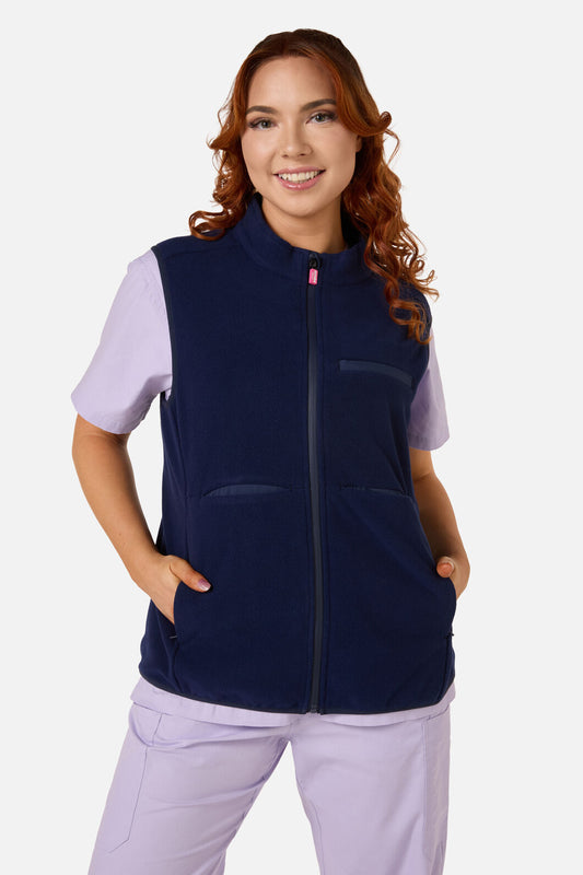 Scrubs With Love - Navy Polar Fleece Scrub Vest - navy