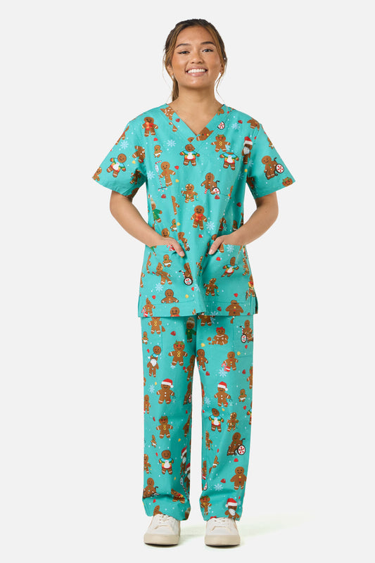 Scrubs With Love - GINGERBREAD SCRUB SET - teal