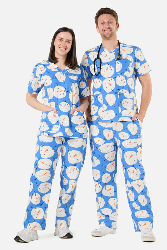 Scrubs With Love - SNOWMAN SCRUB SET - blue