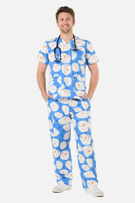 Scrubs With Love - SNOWMAN SCRUB SET - blue
