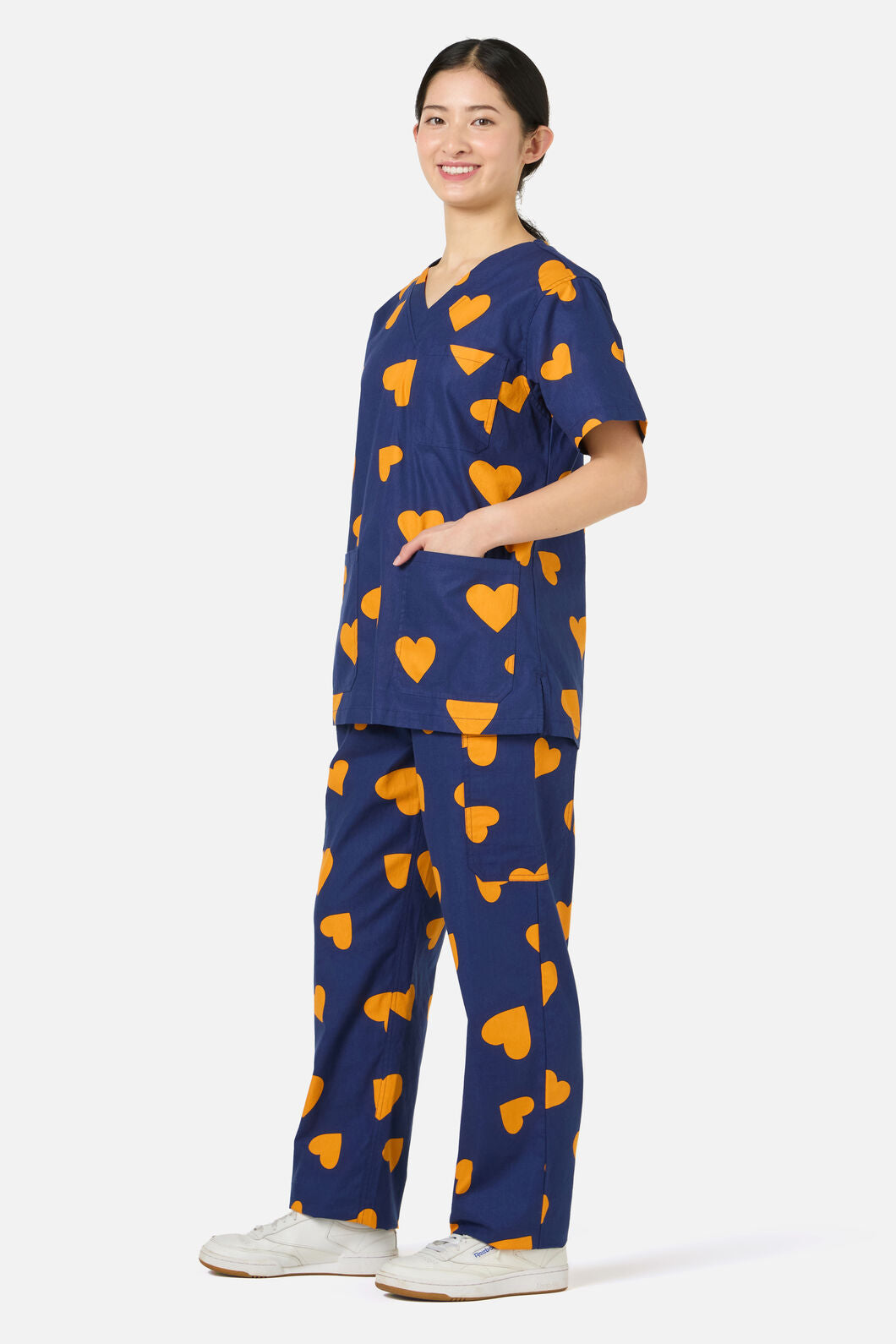 Scrubs With Love - Orange Hearts Scrub Set - navy