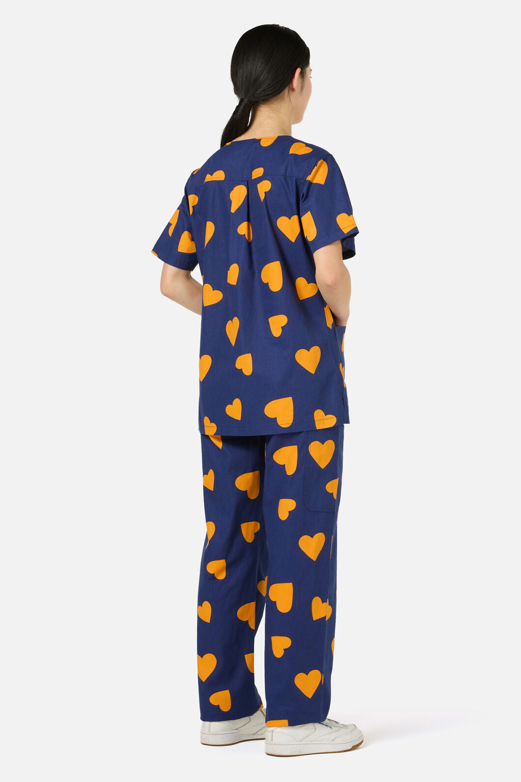 Scrubs With Love - Orange Hearts Scrub Set - navy