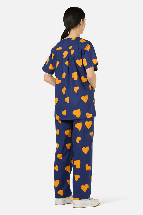 Scrubs With Love - Orange Hearts Scrub Set - navy