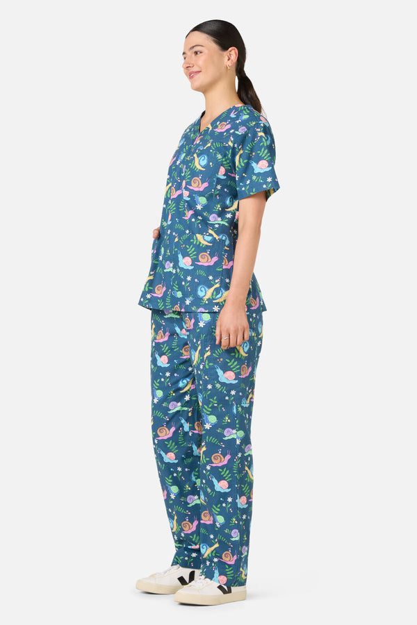 Scrubs With Love - Snailed It Scrub Set - blue