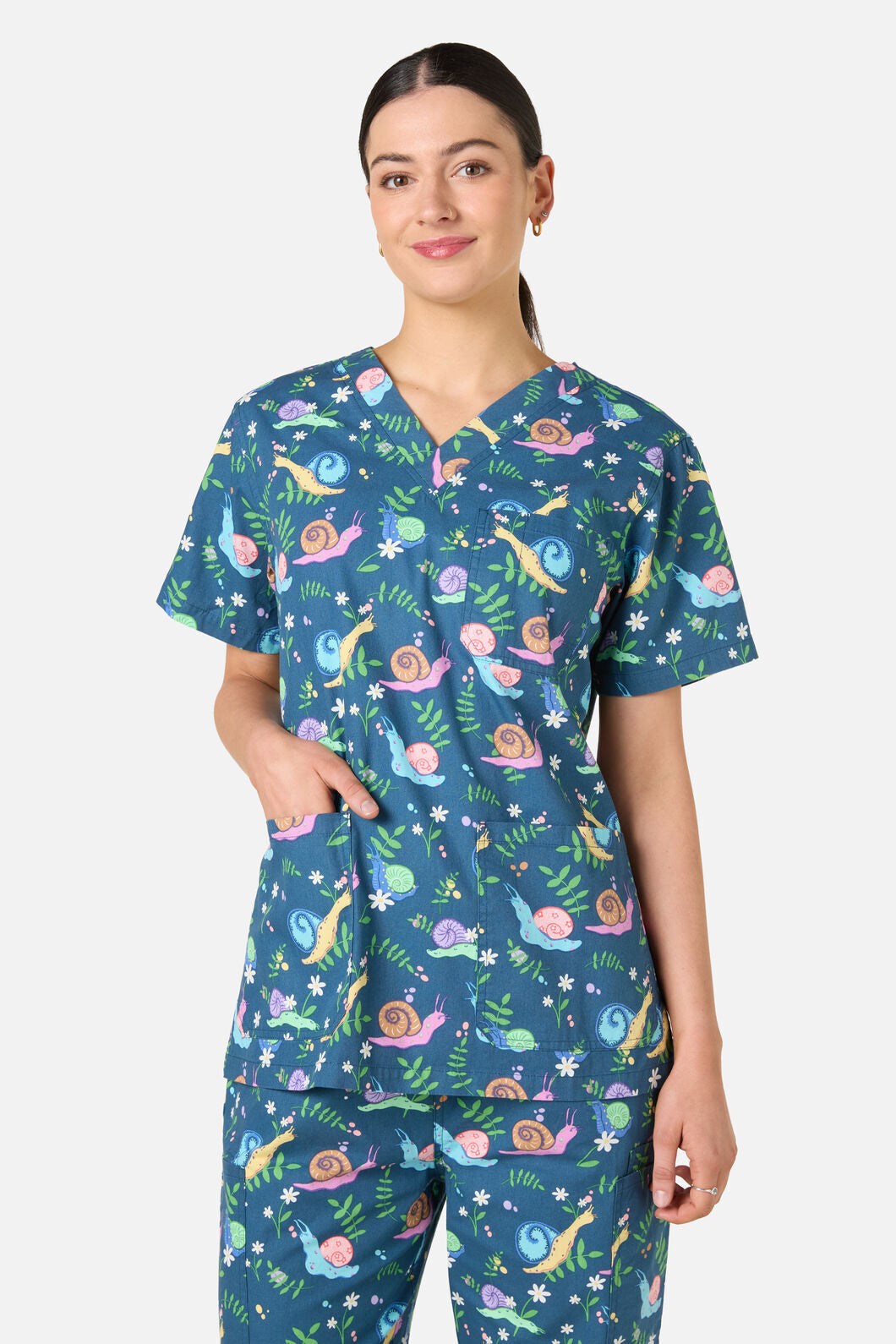 Scrubs With Love - Snailed It Scrub Set - blue