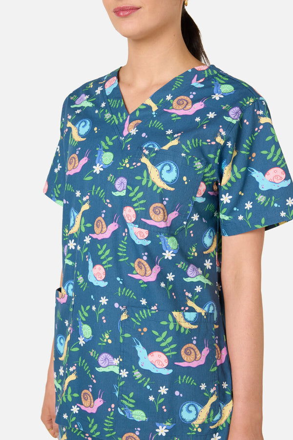Scrubs With Love - Snailed It Scrub Set - blue